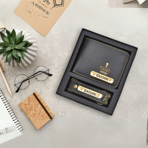 Faux Leather Wallet + Keychain Combo