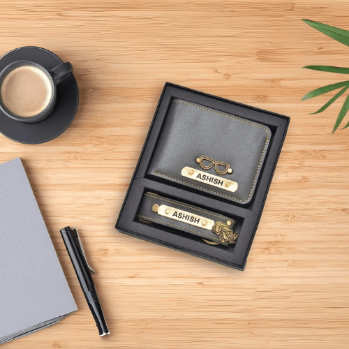Faux Leather Wallet + Keychain Combo