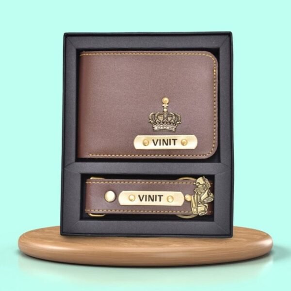 Faux Leather Wallet + Keychain Combo